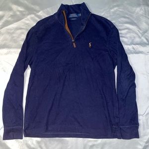 Polo Ralph Lauren Men’s navy blue quarter zip sweater, size medium